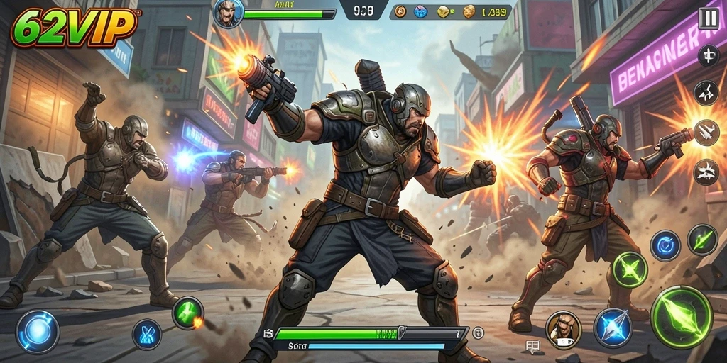 Tampilan gameplay seru dan penuh aksi di 62VIP.
