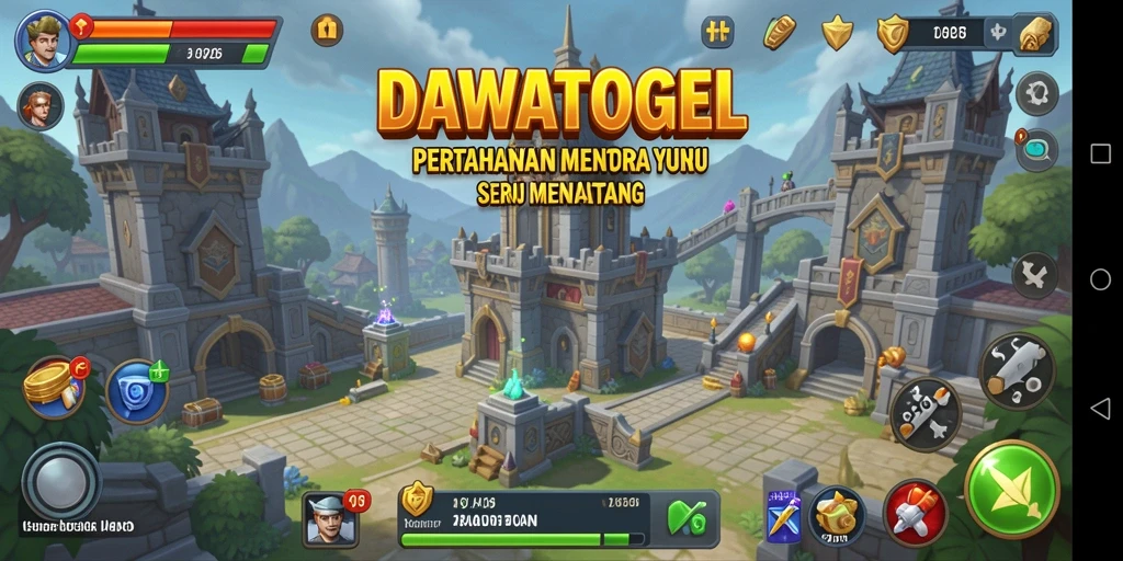 Tampilan gameplay menarik dari DAWATOGEL dalam mode Tower Defense.
