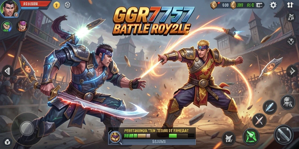 Tampilan gameplay seru GGR7777 saat pertarungan Battle Royale.