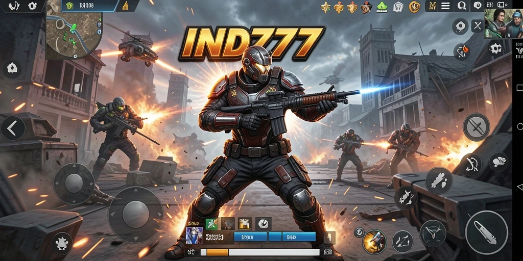 Tangkapan layar gameplay yang menunjukkan aksi mendebarkan di IND777.
