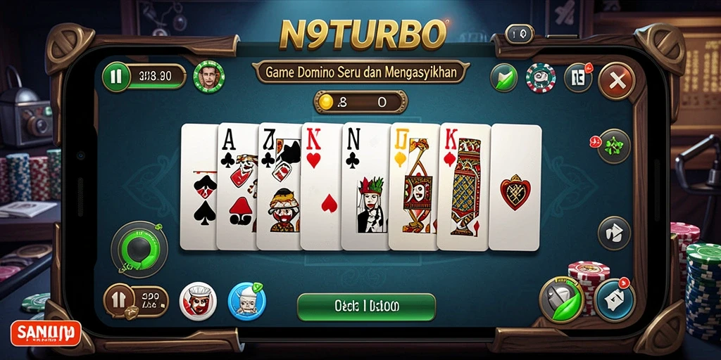 Tampilan gameplay N9TURBO dengan serunya permainan Domino.
