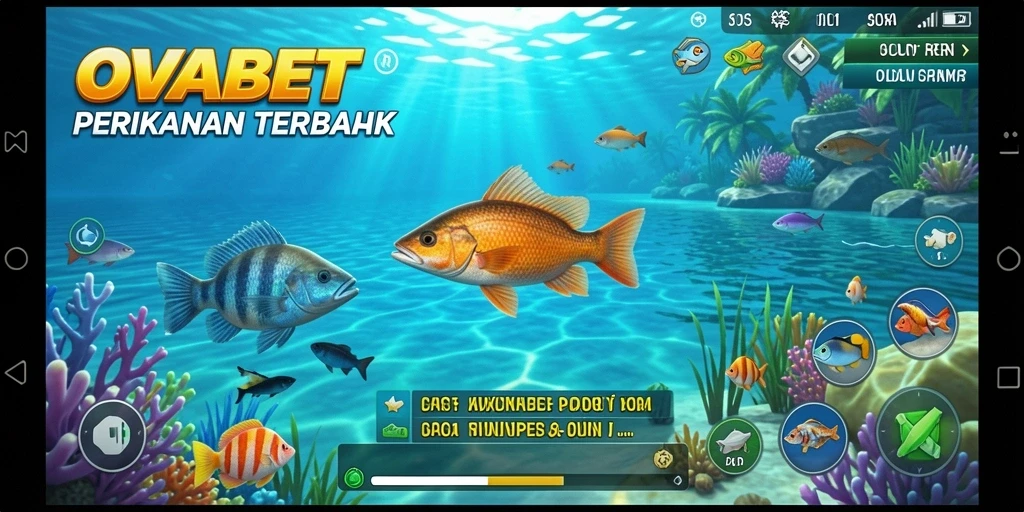 Screenshot gameplay OVABET menunjukkan aksi memancing yang mendebarkan.