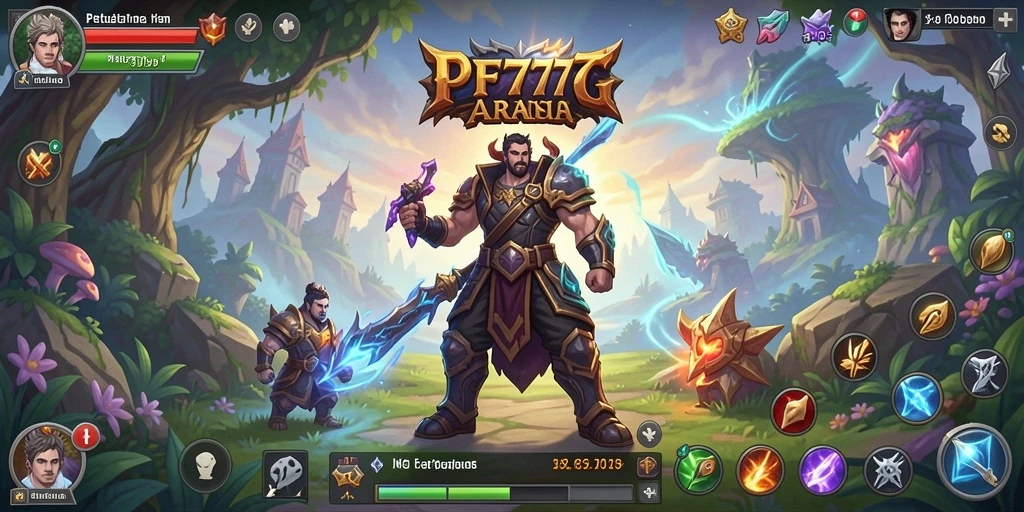 Tangkapan layar utama PF777 menunjukkan aksi bertarung seru dalam game ARPG.