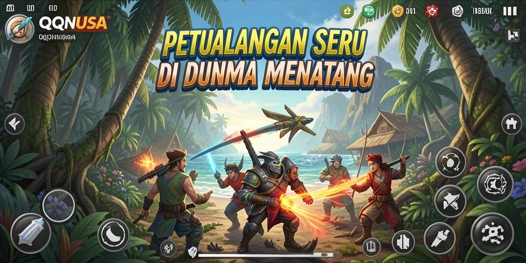 Tangkapan layar menampilkan aksi seru dalam dunia petualangan QQNUSA.